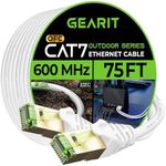 GearIT Cat7 Outdoor Ethernet Cable (75ft) SFTP Shielded Foil Twisted Pair, Pure Copper, LLDPE, Waterproof, Direct Burial, In-Ground, UV Resistant, POE, Network, LAN, Internet, Cat 7-75 Feet