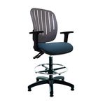 LAB SPACE Flexi Draughtsman Chair, High Back Draughtsman Chair, with Adjutable Arms, Flexi Back with Shaped Lumbar Curved Back, Drafter Chair, Drafting Chair (Grey Flexi Back, Black)