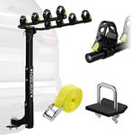 ARKSEN 4 Bike Rack, Heavy Duty Bicycle Carrier, Rear Hitch Mount with 2" Receiver, Tie Down Strap and Anti-Rattle Hitch Tightener, for Car, Truck or SUV Transport