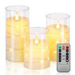 LED Flameless Candle, AngKng Flickering Candles with Remote Control and Timer Set of 3(H 4" 5" 6"), Battery Operated Electric Pillar Candle with String Lights for Wedding, Halloween, Christmas Decor