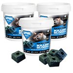 Rat & Mouse Poisoning Blocks Max Strength Bait Blocks Single Feed Rodent Killer Block Fast Acting All Weather Sapphire BLOKS - Pack of 3.