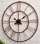 Vintage Clock Iron Hand-Crafted Large Copper Abstract Analog Wall Clock (60X60 Cms, Brown, Copper)