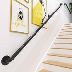 Rustic Industrial Pipe Handrail(1ft-20ft), Professional Wrought Iron Pipe Banister Rail Wall Support Railing, Outdoor Indoor Stairs Porch Deck Hand Rail (Black) (Size : 11ft)