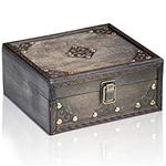 Brynnberg - Pirate Treasure Chest Storage Box - Monk 7.9x7.1x3.5 - Durable Wooden Treasure Chest with Lock - Unique Handmade Decorative Wood Storage Box - Vintage Wood Chest Box - The Best Gift