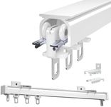 Curtain Tracks Aluminium Ceiling Track Ceiling Or Wall Mount For Windows And Room Divider Curtains, 50 100 200 350 400cm Curtain Track, Curtain Rail System With Runners(White,60cm/2ft)