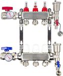 3 Loop Heat Manifold with 1/2 Inch Adapters Included Floor Heating Manifold Kit for Hydronic Radiant Floor Heat Manifold (3-Loop)