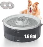 Dog Water Fountain - 211oz/1.6Gal Pet Water Bowl for Large Dogs with Triple Filtration & Ultra-Quiet Pump & Replacement Filter - Ideal for Cats | Dogs | Multi-pet Families, BPA-Free, Gray