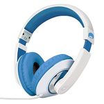 rockpapa Comfort On Ear/Over Ear Headphones Without mic for Kids Childs/Adults Teens & Computer Tablets TV MP3/4 CD/DVD in Car/Aireplant White Blue