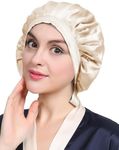LilySilk 100% Mulberry Silk Bonnet Flat Front Silk Night Sleep Cap Adjustable Hair Wrap for Sleeping, Gravel Gold