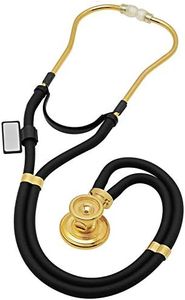 MDF Instruments, Sprague Rappaport Dual Head Stethoscope with Adult, Pediatric, and Infant Convertible chestpiece - 22K Gold Edition - Black (MDF767K-11)