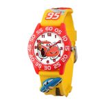 Disney Kids' W001509 Time Teacher 3D Cars Watch with Yellow Plastic Band