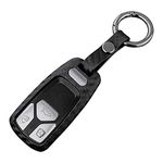 M.JVisun Soft Silicone Rubber Carbon Fiber Texture Case Car Key Fob Cover For Audi A4 A4L A5 A6 A7 A8 Q5 Q7 R8 RS Q3 RS4 RS5 RS7 S4 S5 S6 S7 S8 SQ5 SQ7 TT TTS TT-RS Remote Key - Black - Round Keychain