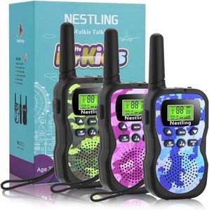 Nestling Walkie Talkie para niños, Camuflaje al Aire Libre, 8 Canales, Radio de 2 vías, Juguetes, Linterna LCD retroiluminada, Rango de 3 Millas para Actividades Infantiles (3pcs Camuflaje)
