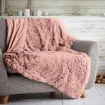 HUG & SNUG Sherpa Fleece Blanket Throws For Sofas Large Double Bed, Luxury Warm Fuzzy Faux Fur Fluffy Blanket For Bed Couch & Sofas Settee, 150 x 200 Cm, Pink