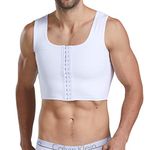 NonEcho Mens Shapewear Slimming Body Shaper Corset Compression Shirts Weight Loss Hide Gynecomastia Chest Vest White