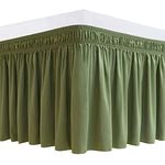 Biscaynebay Wrap Around Bed Skirts for King & Cal King Beds 19" Long Drop, Sage Adjustable Elastic Dust Ruffles Easy Fit Wrinkle Resistant Silky Luxurious Fabric Machine Washable