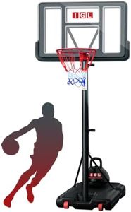 IGL Portable Basketball Hoop, 5.6-10FT Adjustable Basketball Goal System, 44 Inch Outdoor Basketball Hoop & Goals for Kids, Youth, and Adults in The Backyard, Driveway with PC Backboard (Black)