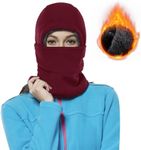 Achiou Ski Mask for Women Men, Sherpa Hood Ski Mask, Winter Balaclava Windproof Hooded Scarf Cold Weather Hat Neck Warmer Wine Red