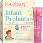 Lovebug Infant Probiotics 0-6 Months - USDA Organic Probiotics for Babies, Supports Baby Gas, Colic, Reflux, Diarrhea and Newborn Constipation Relief, Allergen & Sugar Free, Tasteless Powder, 30 Pack