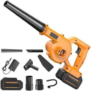 21V Souffleur de Feuilles sans Fil avec Batterie et Chargeur,Aspirateur et souffleur de Jardin,550 W,Souffleur de Feuilles sans Fil pour Le soufflage de Feuilles/Neige/poussière (1* Batterie,Jaune)