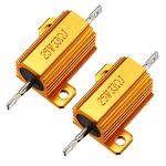 sourcingmap 25W 33 Ohm 5% Aluminum Housing Resistor Screw Tap Chassis Mounted Aluminum Case Wirewound Resistor Load Resistors Gold Tone 2 pcs