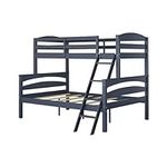 DHP Brady Solid Wood Bunk Beds with Ladder and Guard Rail, Twin Over Full, Graphite