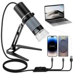 Ninyoon Full HD 1080P USB Digital Microscope Camera for iPhone/iPad Android PC, 50-1000X High Definition Portable Handheld Microscope with Light for Coin Plants Trichome Soldering Skin Scalp