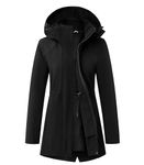 Wantdo Women's Softshell Jacket Long Insulated Jacket Winter Coats (Black, M)