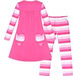 Sunny Fashion Girls Outfit 2 Piece Set Cotton Heart Shape Pocket Dress Leggings Size 5 Years