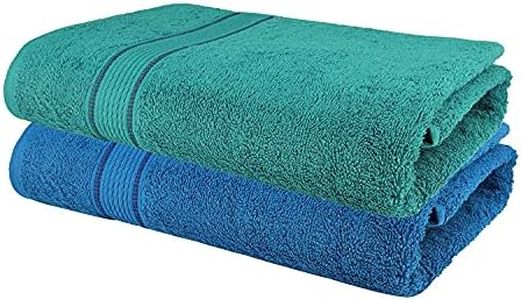 Roseate 100% Cotton Elegance Towel (550 GSM / 70x140 cm) Large Bath Towel in Ultra Soft Feel and Super Absorbent/Anti Bacterial for Shower, Beach, Bath, Pool and Spa (Blue & Peacock Combo) Pack of 2