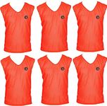 SAS Sports Training Bibs Scrimmage Vests Pennies for Soccer Set of 6 (Orange, XL)