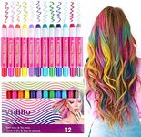 Hair Chalk Color Set for Girls Kids Christmas Birthday Gifts, 12 Colors Temporary Non-Toxic Portable Hair Chalk Pens For Party and Cosplay DIY Present, Washable Hair Color Safe For Kids And Teens