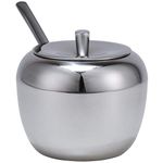 Large Stainless Steel Sugar Bowl with Lid and Sugar Spoon for Home Sugar Cellar in Apple Shape 11oz/325ml