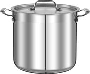 12-Quart Stainless Steel Stockpot - 18/8 Food Grade Heavy Duty Large Stock Pot for Stew, Simmering, Soup, Includes Lid, Dishwasher Safe, Works w/Gas, Induction, Ceramic & Halogen Cooktops