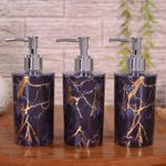 Shenron Refillable Liquid Soap Dispenser. Unbreakable Plastic Dispenser for Sanitizer Lotion Shampoo. Handwash Bottle for Kitchen, Bathroom, Shower, Wash Basin, Sink - 250ML (Purple Marble, Pack of 3)