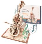 ROWOOD 3D Wooden Puzzle Magic Cello Music Box Gear Drive - Mechanical Wooden Model Building Craft Kits for Adults and Teens to Build, Creative Gift for Birthday/Christmas