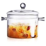 Glass Saucepan with Cover,Stovetop Cooking Pot with Lid and Handle Simmer Pot Clear Soup Pot,Glass Pots for Stove Top High Borosilicate Glass Cookware (1900ml)