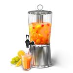 WantJoin Beverage Dispenser With Stand, Drink Dispenser for Party, Stainless Steel Water Jar Dispenser with Ice Container, Spigot, Drink Jar Jug For Home Parties, Clear Acrylic, 2-GALLONS 8-L