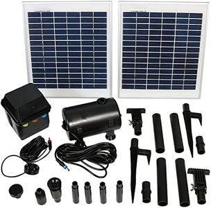 Sunnydaze 396 GPH Outdoor Solar Pump and Panel Fountain Kit with Battery Pack and LED Light - 120-Inch Lift