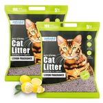 Petoska Cat Litter 10 kg Lemon | Fast-Clumping Bentonite Cat Litter with Odour Lock, Low Dust & Gentle on Paws | Fresh & Zesty Litter Box Everyday | Pack of 2