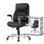 NOUHAUS +Posture Ergonomic PU Leather Office Chair. Click5 Lumbar Support with FlipAdjust Armrests. Modern Executive Chair and Computer Desk Chair (Black)