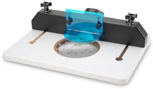 POWERTEC Trim Router Table & Router Base Plate w/Predrilled Holes, Adjustable Fence for Wood Router Fits Trim Router, Bosch, Porter Cable, Ryobi, DeWalt, Makita (71392)