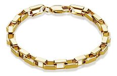 5mm 14k Yellow Gold Plated Square Box Chain Bracelet, 9 inches