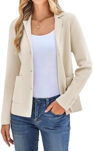 KANCY KOLE Women Long Sleeve Knit Blazer Dressy Casual, Fashion Soft Fall Cardigan, Sweater Blazers Trendy with Pockets M Apricot
