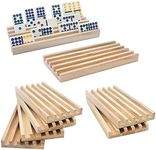 ESSAJOY Wooden Domino Trays/Racks Set of 8 Mexican Train Domino Trays/Racks Holders Rummy Rack Domino Tiles Holders Domino Wood Holder 【Dominoes not Included】
