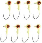 Strike King Lures Mr. Crappie Jig Head with Lazer Sharp Eagle Claw Hook, Freshwater, 1/8 Oz, #2 Hook, Chartreuse, Package of 8