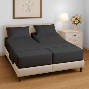 Split King Sheets Sets for Adjustable Bed, 5 Piece Bedding Set, Ultra Soft & Wrinkle Free, Fits Between 12" to 16" Deep Mattress, Easy Care Brushed Microfiber, Dark Grey