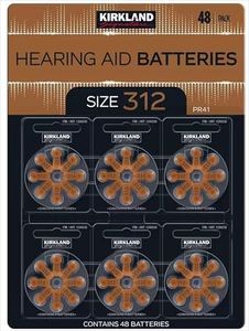 Kirkland Signature Hearing Aid Batteries Zinc Air 48 Pack, Size 312