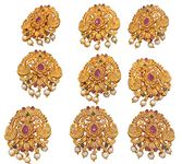 Nagneshi Art _Southern Bling Hair Jewelery Choti Jadai Billai Indian Hair Pin Hair Decoration,Hair Brooch With Hook Wedding Bridal Jewellery For Women_Model No-6079 A,Multi