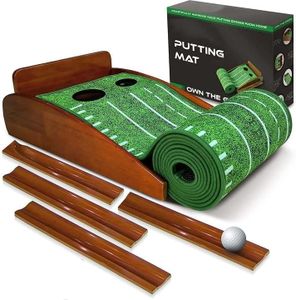 MINYII Golf Putting Mat-Indoor Golf Putting Green Training Putting Mat with Ball Return and 2 Holes Putting Green Indoor Set Golf Accessories for Men Indoor Golf Games for Practicing (Putting MAT 03)